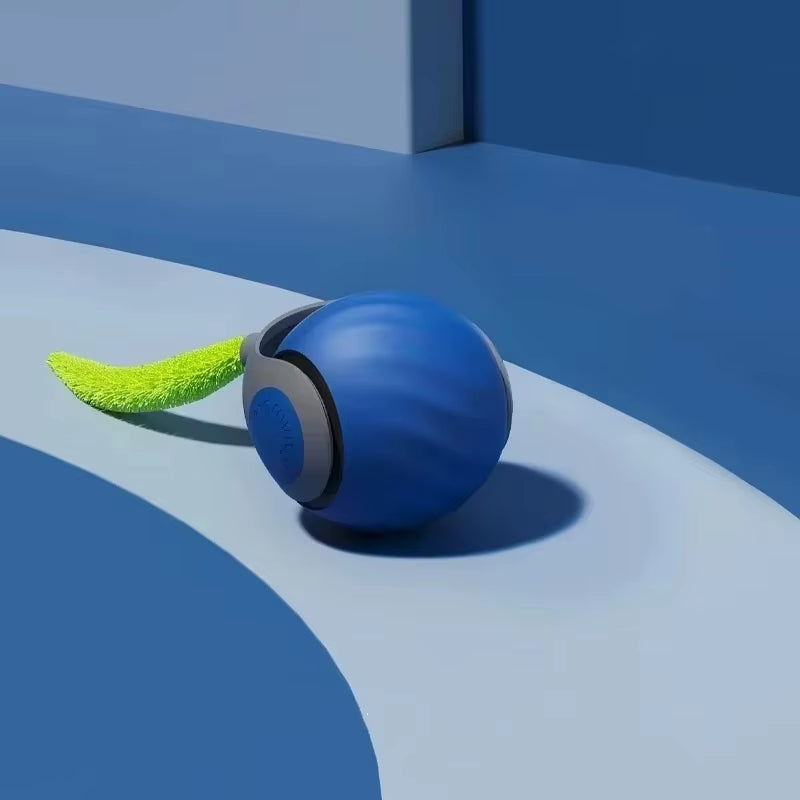 Interactive Automatic Rolling Ball Toy with Faux Tail for Cats and Dogs - Rechargeable Smart Pet Training Device Imitating Mouse Movement