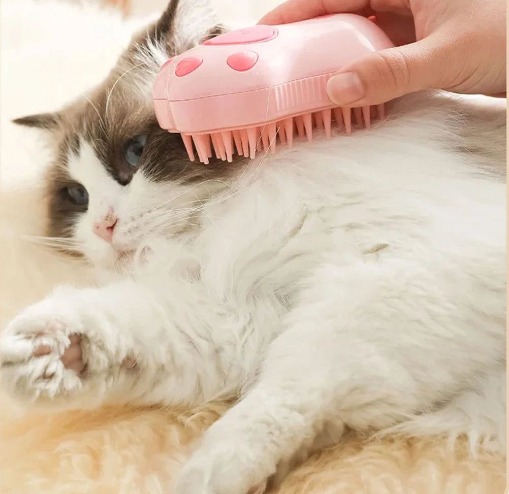 3-in-1 Electric Pet Grooming Brush with Steam and Spray Function for Dogs and Cats