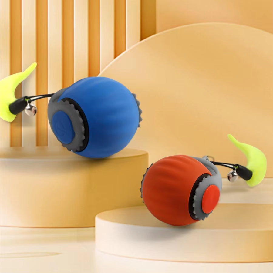 Interactive Automatic Rolling Ball Toy with Faux Tail for Cats and Dogs - Rechargeable Smart Pet Training Device Imitating Mouse Movement