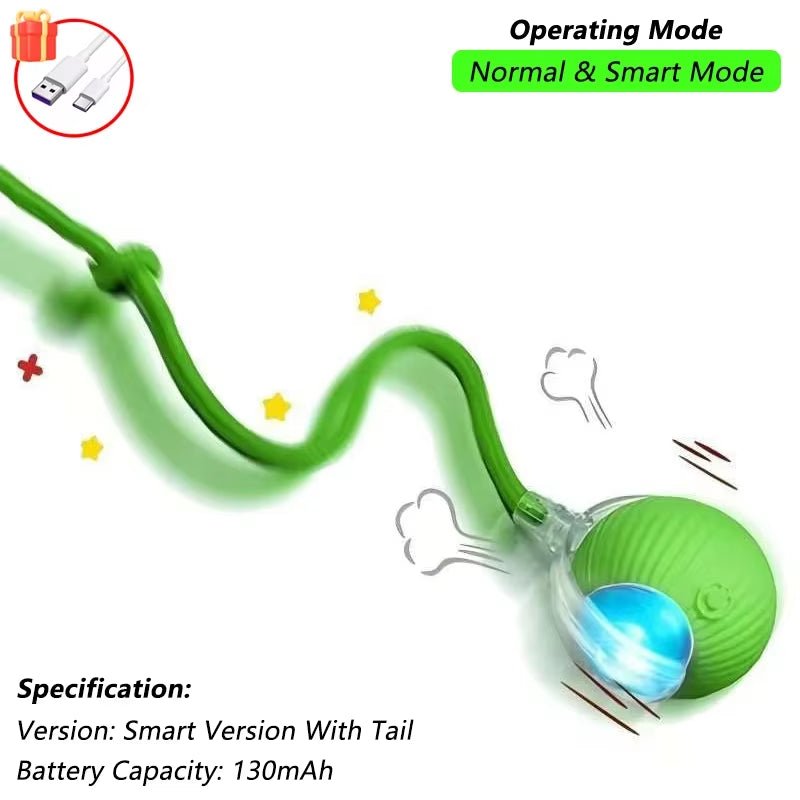 Interactive Rechargeable Cat Ball Toy with Tail - Automatic Rolling Smart Pet Plaything