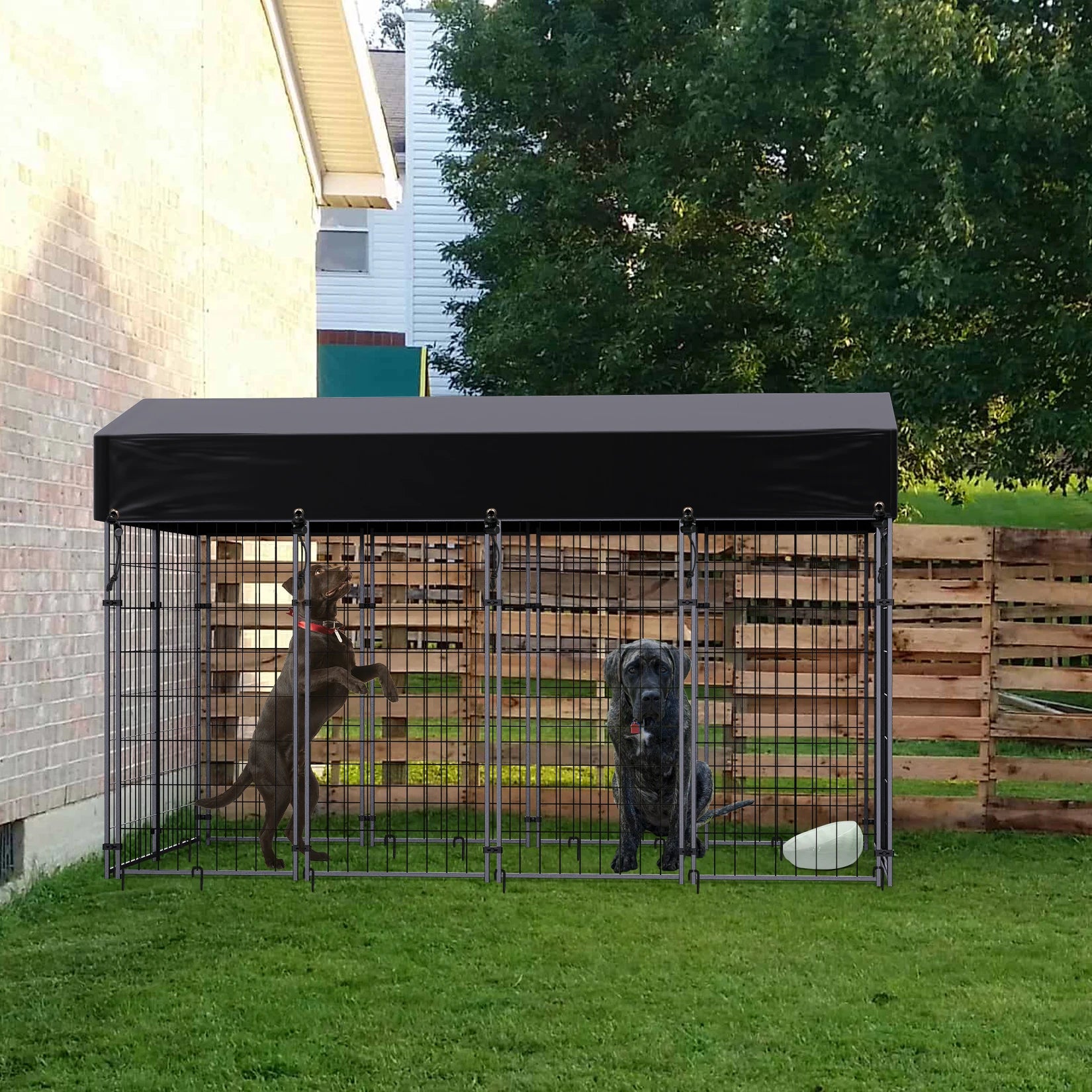 Premium Outdoor Dog Kennel with UV Protection and Waterproof Cover - Welded Wire Playpen for Large Breeds