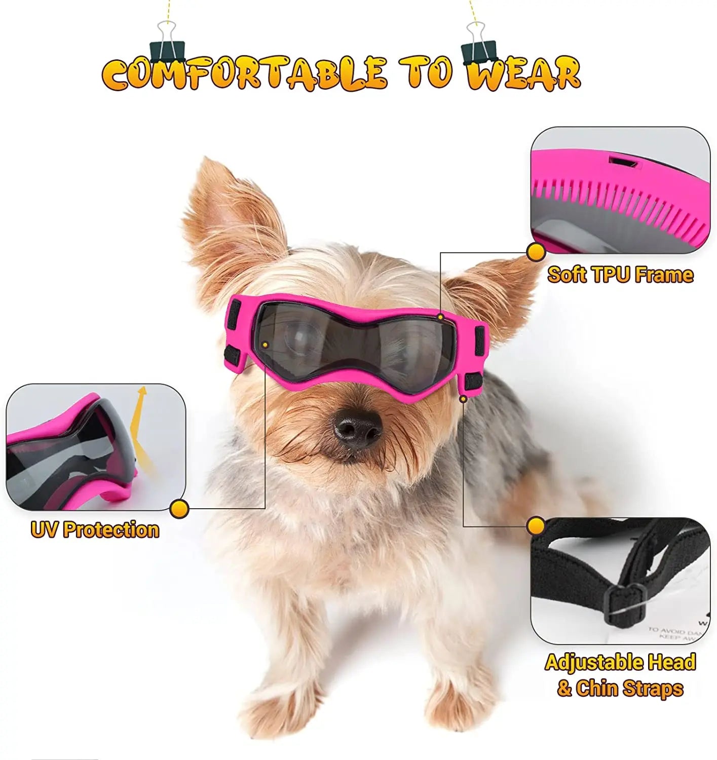 Premium Dog Sunglasses for Small Breeds - Ultimate UV Protection and Windproof Design with Adjustable Soft Frame for Small and Medium Dogs and Puppies