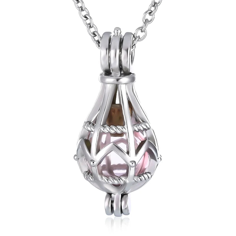 Hollow Teardrop Keepsake Urn Necklace for Ashes - Openwork Cremation Memorial Pendant