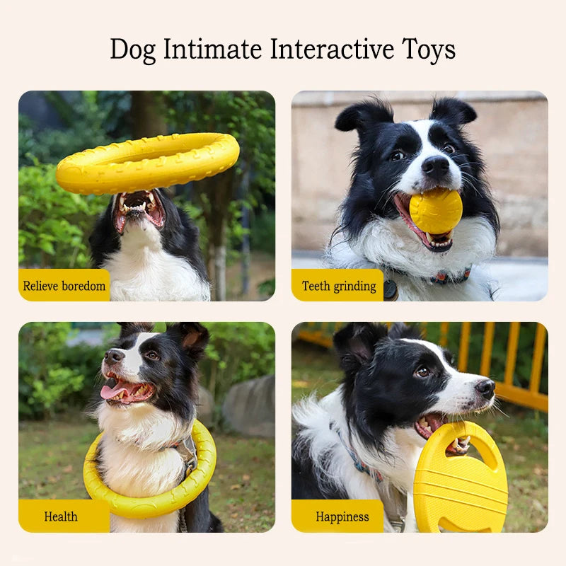 EVA Durable Dog Toy Set: 4-Pack of Flying Discs, Balls, and Tug Ropes for Effective Chew-Proof Dental Care for Puppies and Adult Dogs (2024 Best Seller)