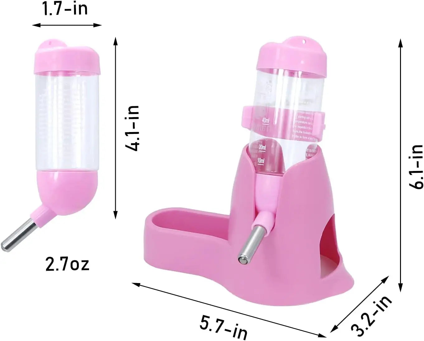 3-in-1 Hanging Water Dispenser for Small Pets - 80ml Capacity for Dwarf Hamsters, Mice, Rats, and Hedgehogs