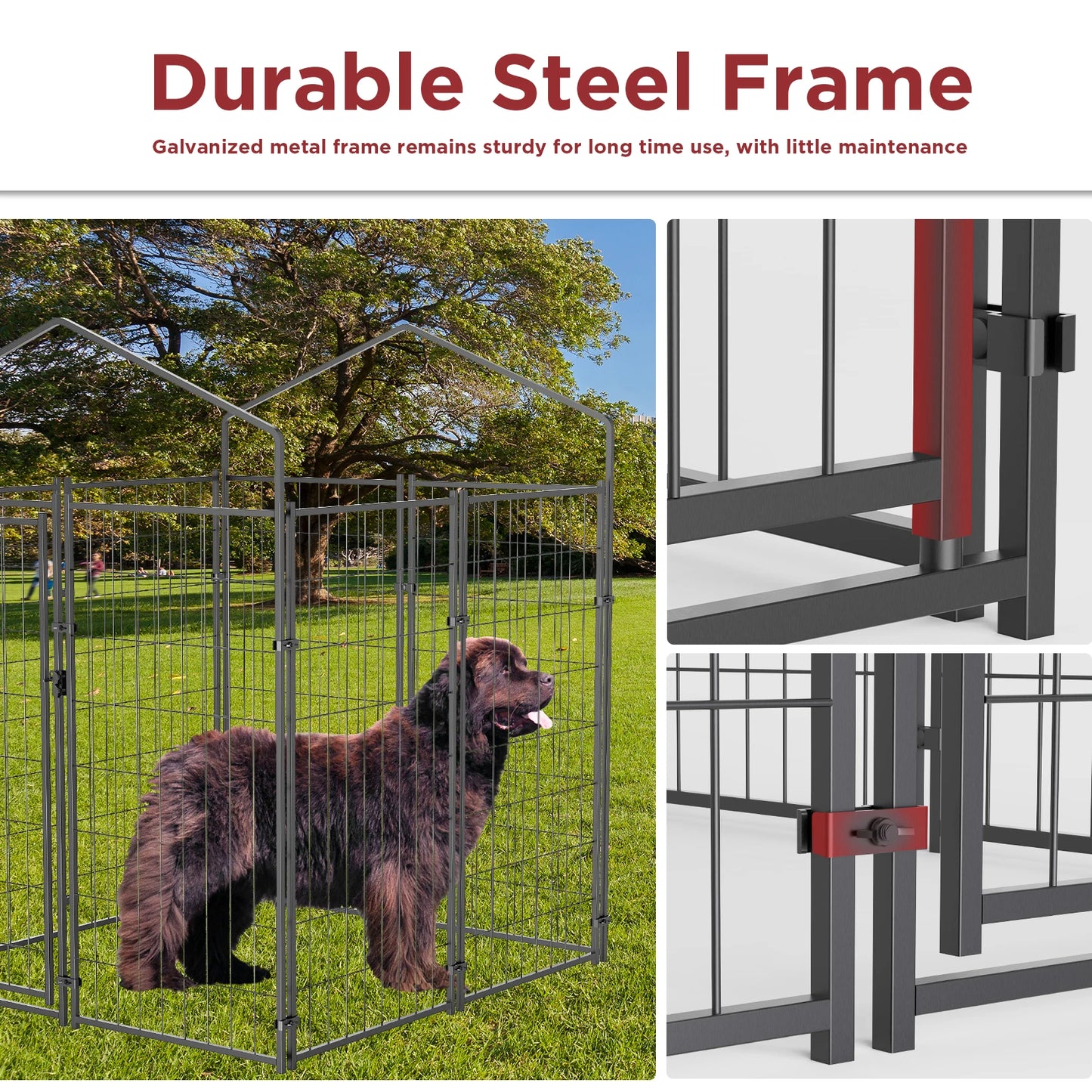 Premium Outdoor Dog Kennel with UV Protection and Waterproof Cover - Welded Wire Playpen for Large Breeds