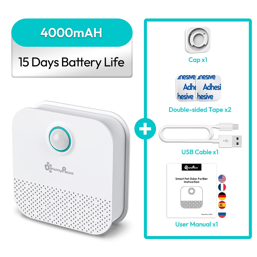 Downypaws 4000mAh Smart Cat Odor Eliminator - Premium Deodorizing Solution for Cat Litter Boxes and Pet Toilets