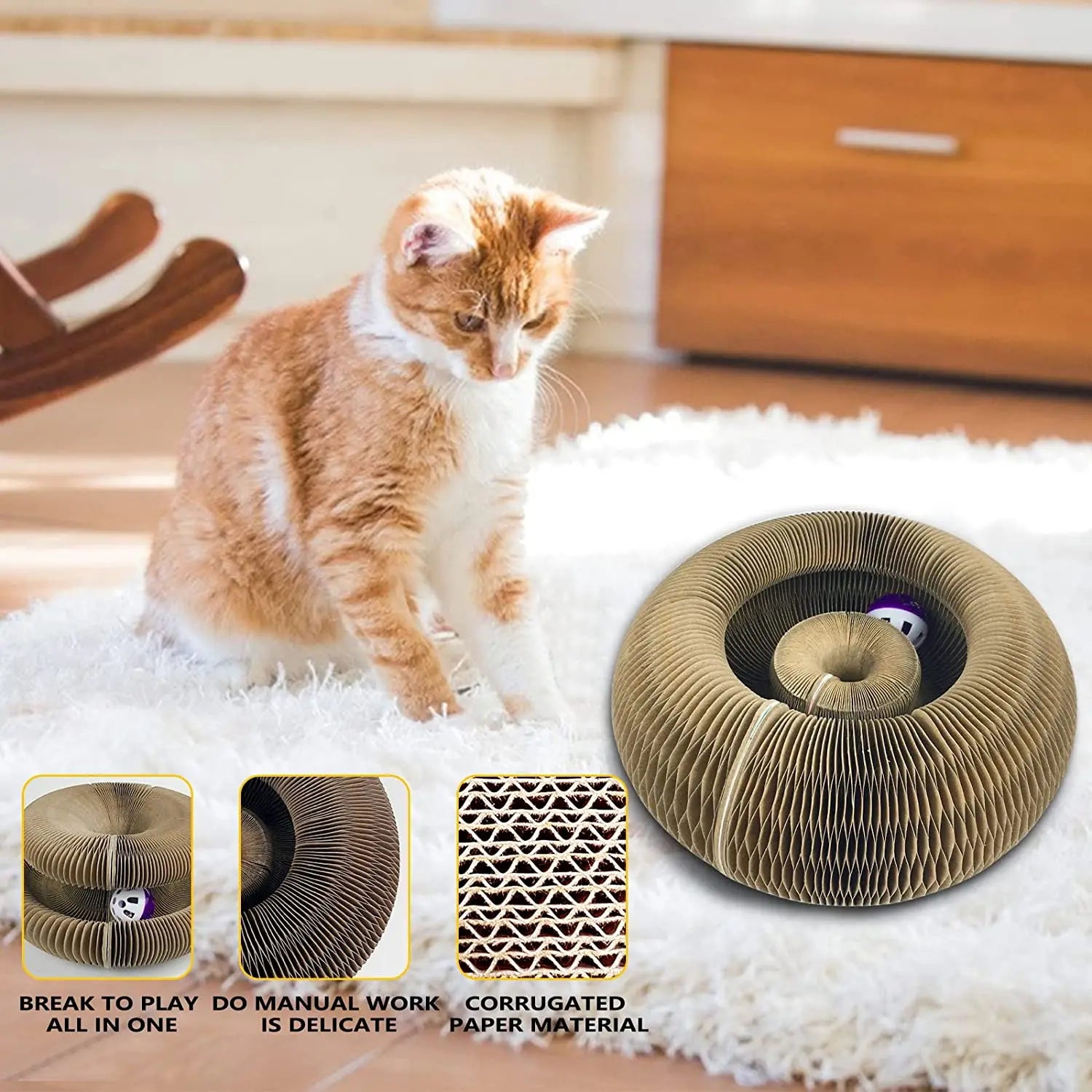 Interactive Cat Scratch and Climbing Board with Ball and Claw Grinding Surface for Kittens