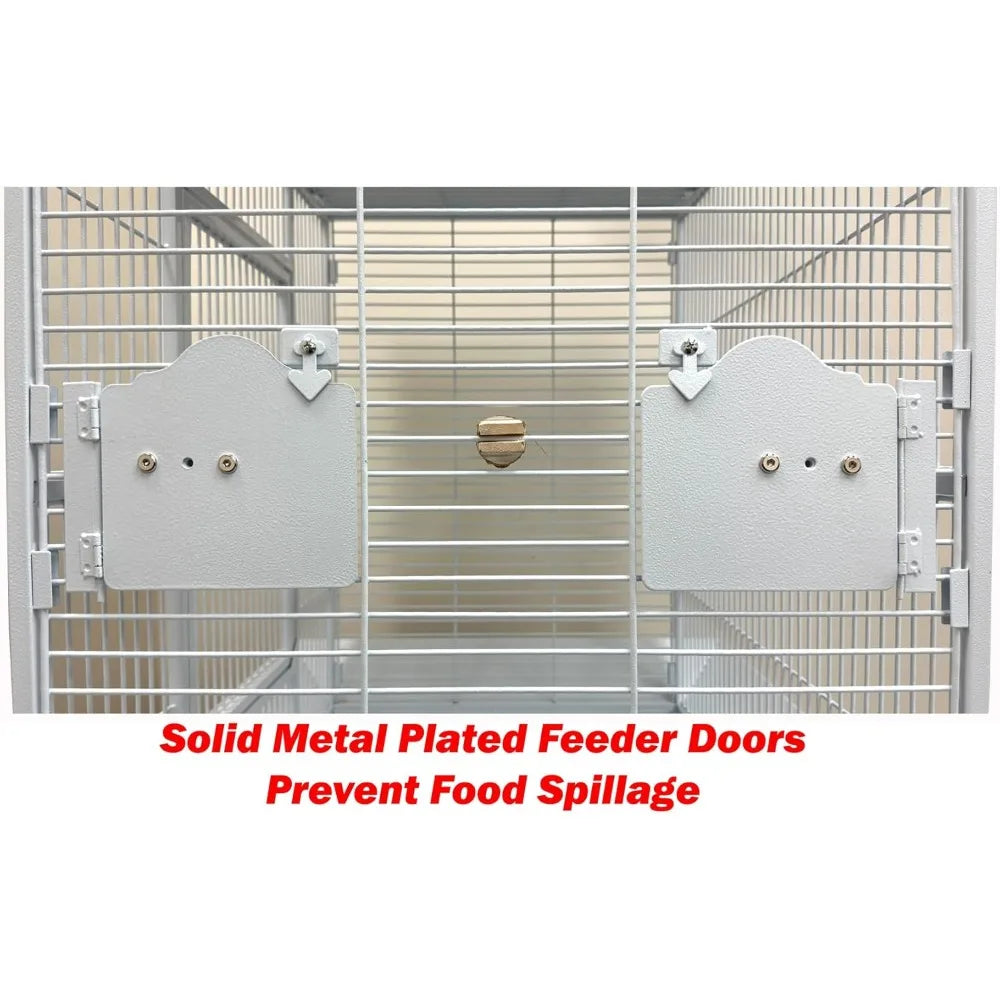 Extra Large Elegant Wrought Iron Climbing Ladder Perch Stand for Ground Birds and Parrots with Rolling Metal Cage Included