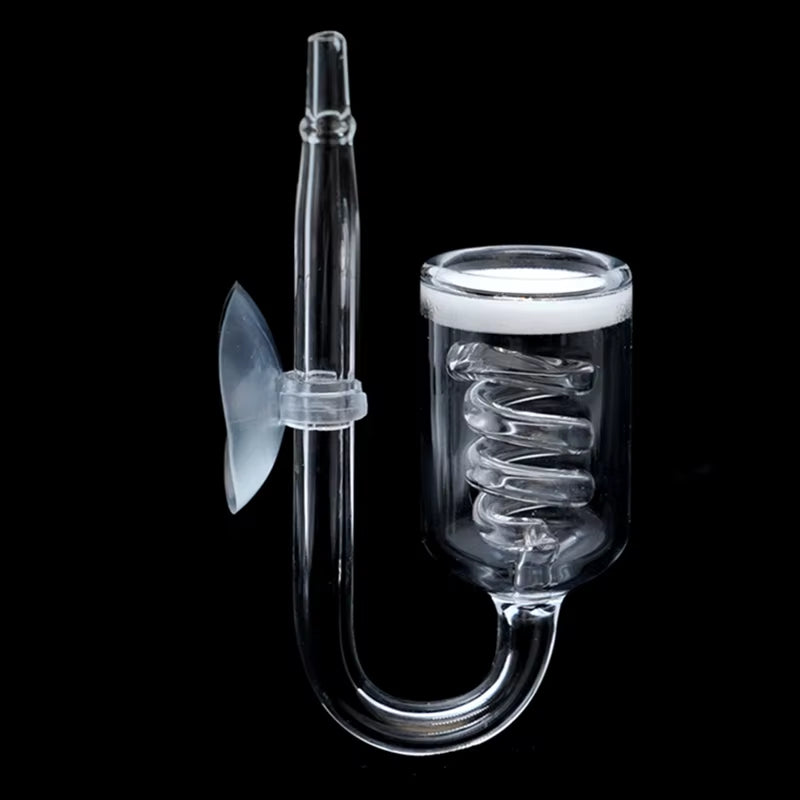 Aquarium Glass Spiral CO2 Diffuser with Suction Cup - Carbon Dioxide Atomizer for Aquatic Environments