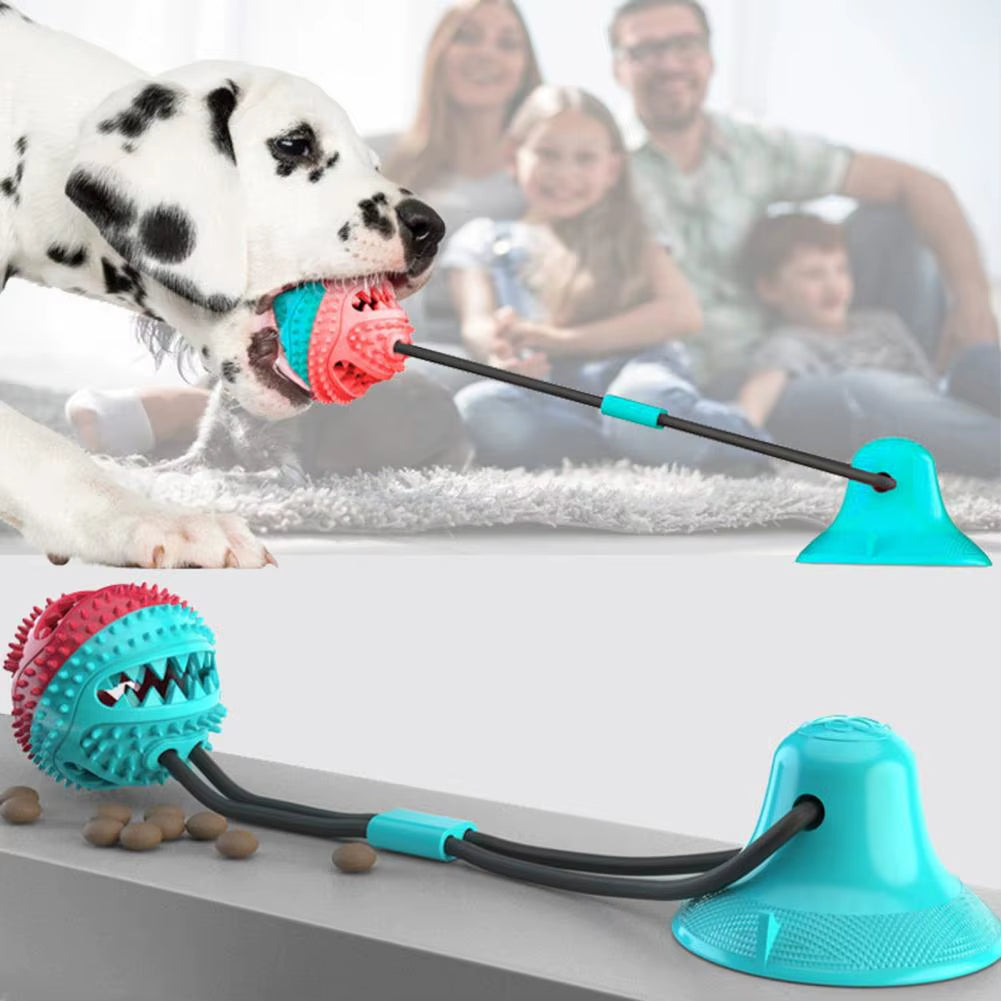 Durable Interactive Dog Chew Toys for Aggressive Chewers - Suction Cup Teething Rope and Puzzle Treat Dispensing Ball