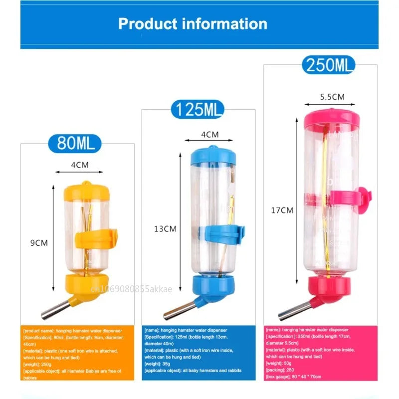 Pet Water Bottle Dispenser for Small Animals: Suitable for Hamsters, Cats, Dogs, Guinea Pigs, Squirrels, and Rabbits
