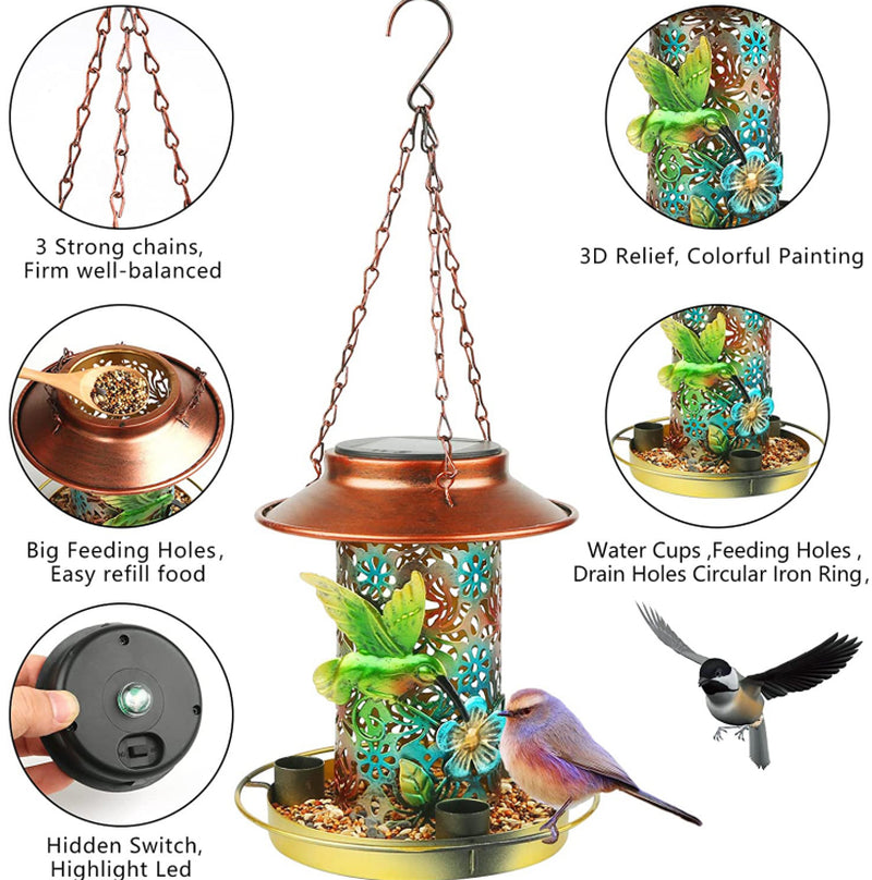 Solar-Powered Outdoor Bird Feeder - Durable Metal Design for Cardinals, Perfect Gift for Bird Lovers