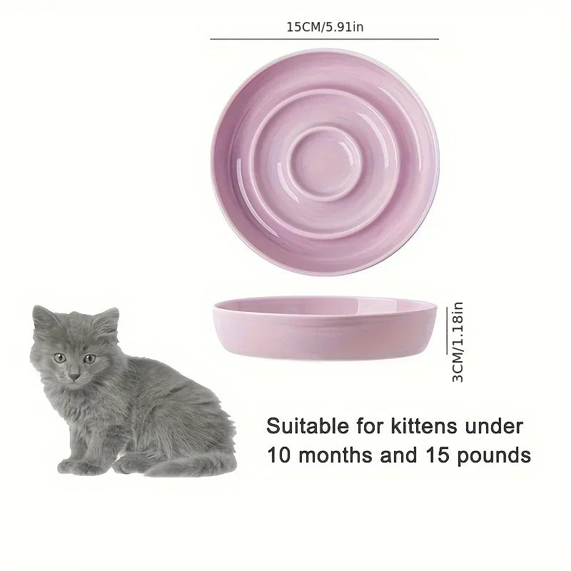 Ceramic Slow Feed Bowl for Cats and Small Dogs - Anti-Choking Pet Accessory