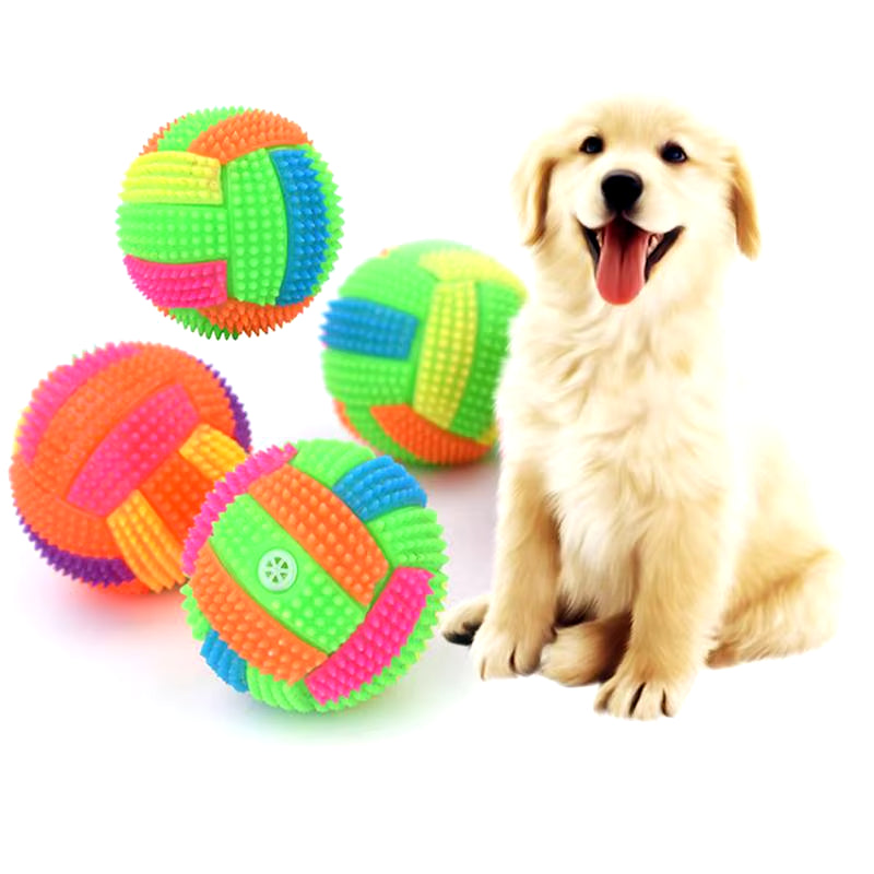 Luminous Elastic Sound Activation Massage Ball Toy for Dogs and Children - Bouncy Whistle Soccer Ball