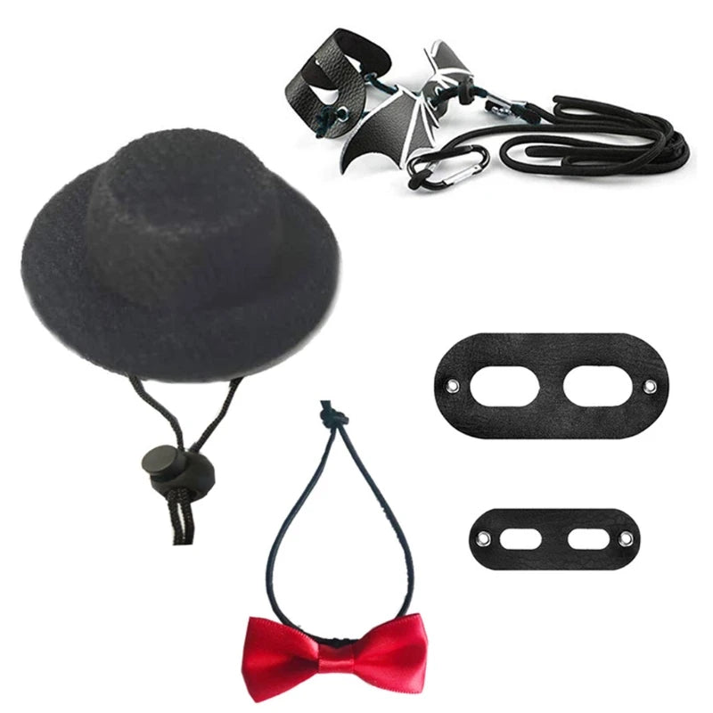 Premium Soft Leather Traction Leash with Bow Tie for Bearded Dragon Harness - Halloween Costume Pet Accessory