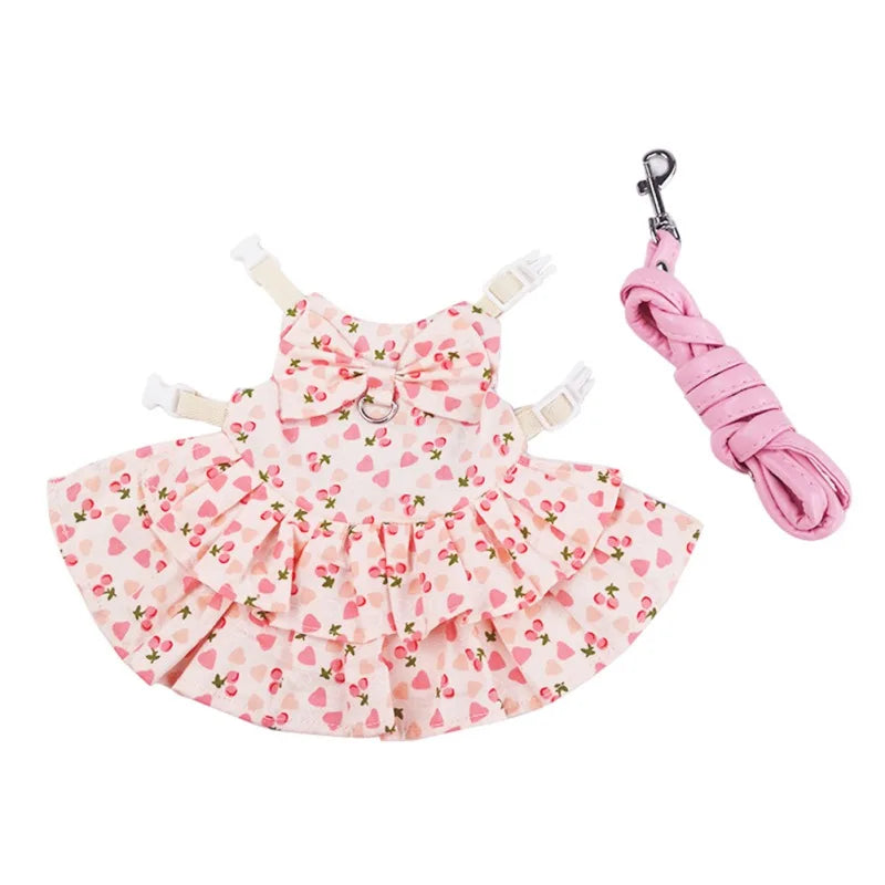 Soft Floral Harness and Leash Set for Small Pets - Perfect for Rabbits, Ferrets, Bunnies, and Hamsters