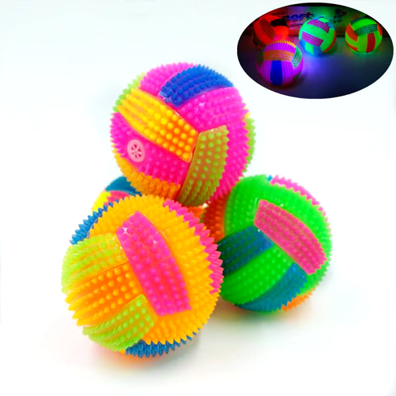 Luminous Elastic Sound Activation Massage Ball Toy for Dogs and Children - Bouncy Whistle Soccer Ball