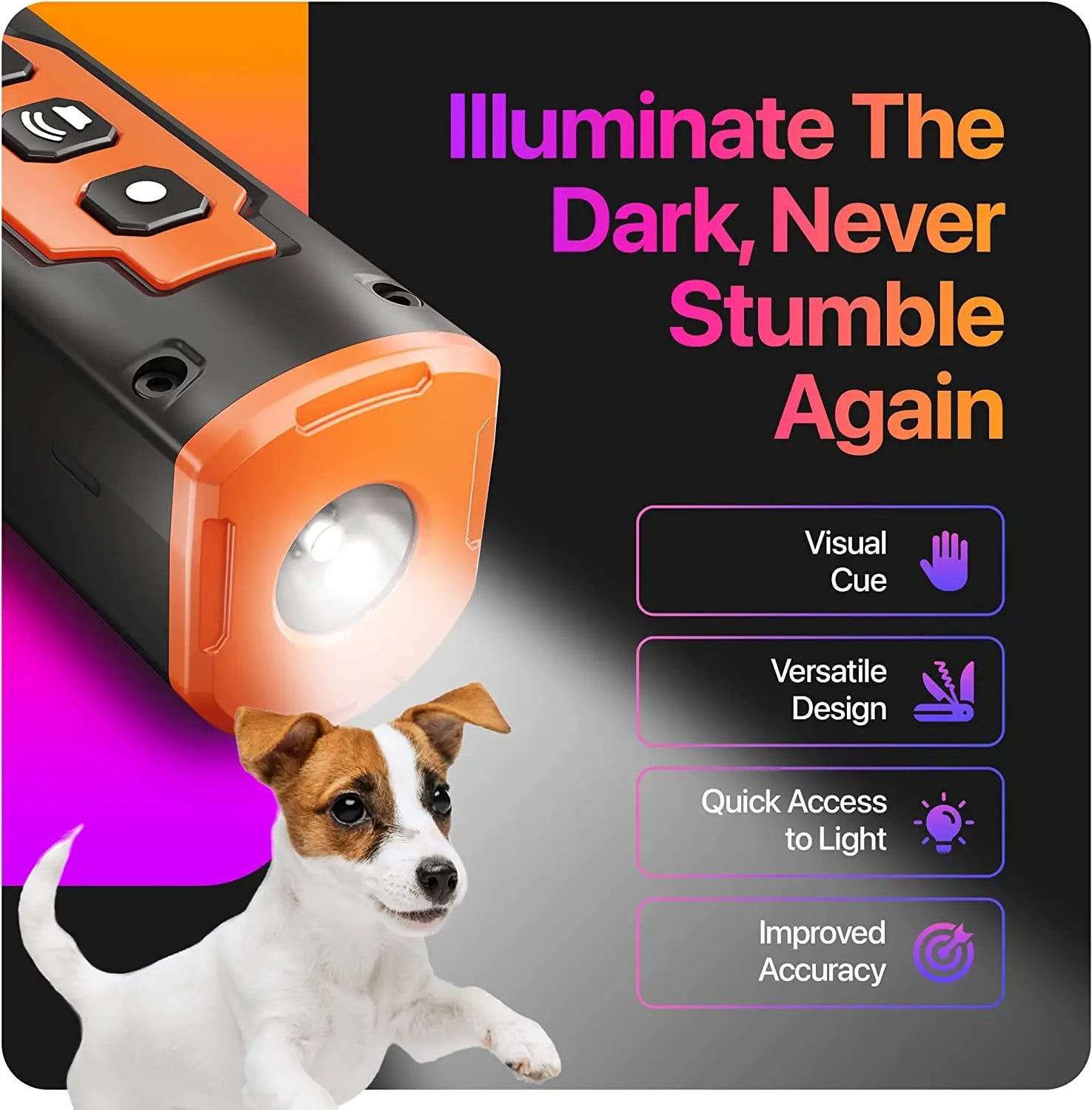 2023 Rechargeable Ultrasonic Dog Repeller and Training Device with Integrated LED Flashlight