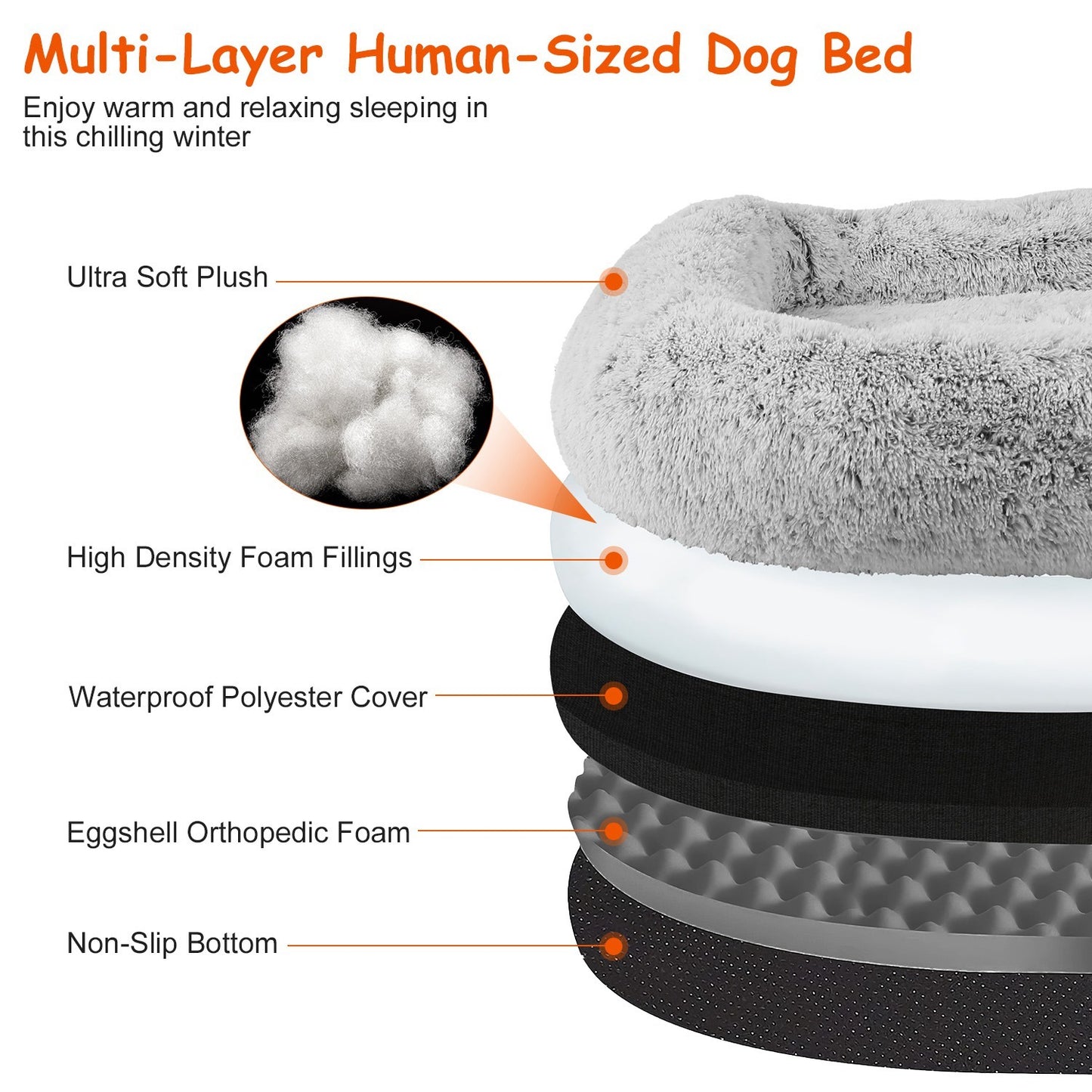 1Pc Large Foldable Human Size Dog Bed With Pillow Blanket