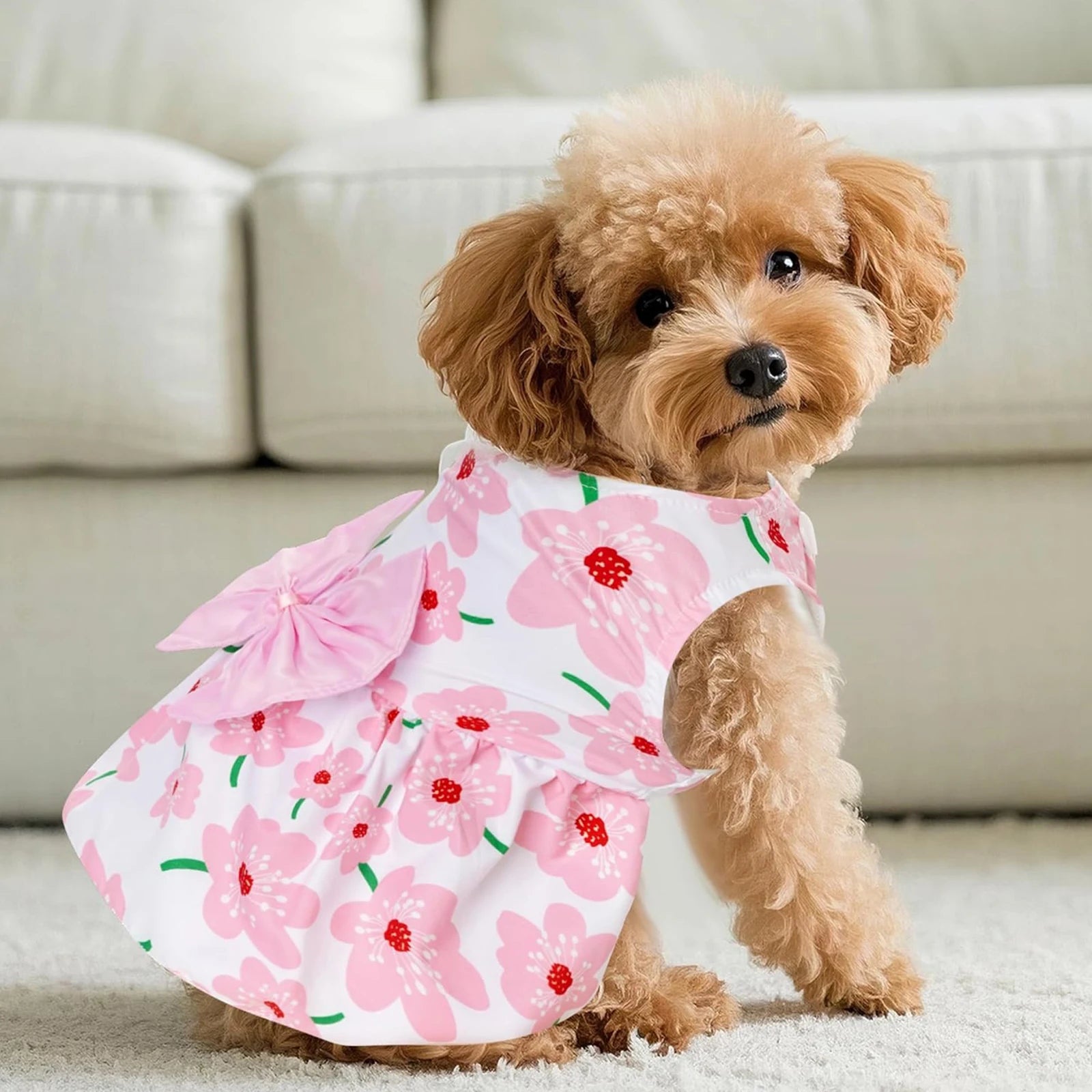 Elegant Floral Bow Pet Costume - Festival Attire for Dogs and Cats