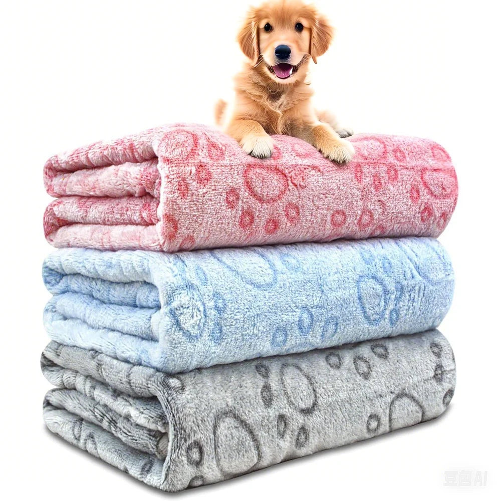 Premium Ultra-Soft Paw Print Dog Blanket - Machine Washable Cozy Pet Pillow Pad for Indoor and Outdoor Use - Ideal for Small to Large Pets