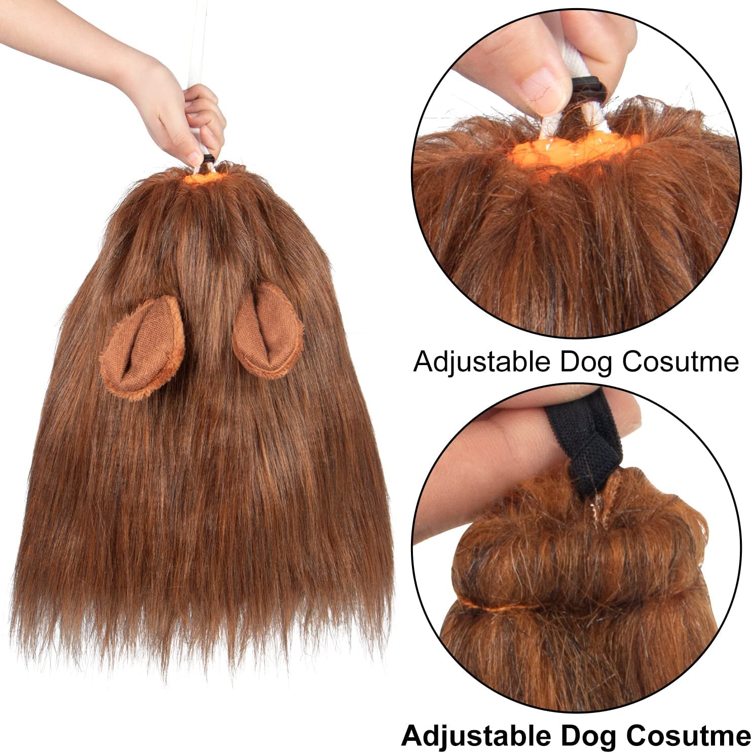 Realistic Lion Mane Wig for Medium to Large Dogs - Halloween Costume Accessory (Dark Brown)