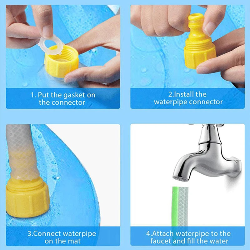 170cm Inflatable Outdoor Pet Swimming Pool and Splash Pad - Cooling Water Mat for Dogs and Children