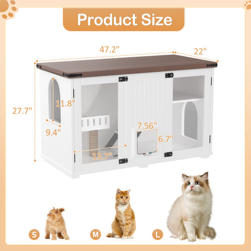Large Cat Litter Box Enclosure With LED Light