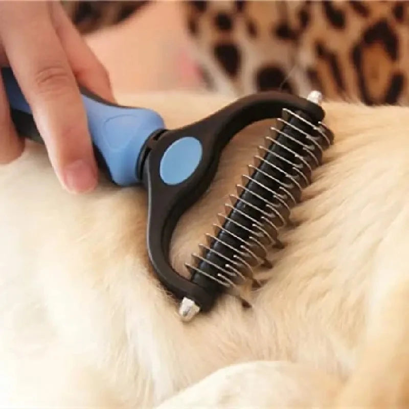 Professional Dual-Sided Deshedding Brush for Dogs and Cats - Efficient Grooming Tool for Fur and Mat Removal