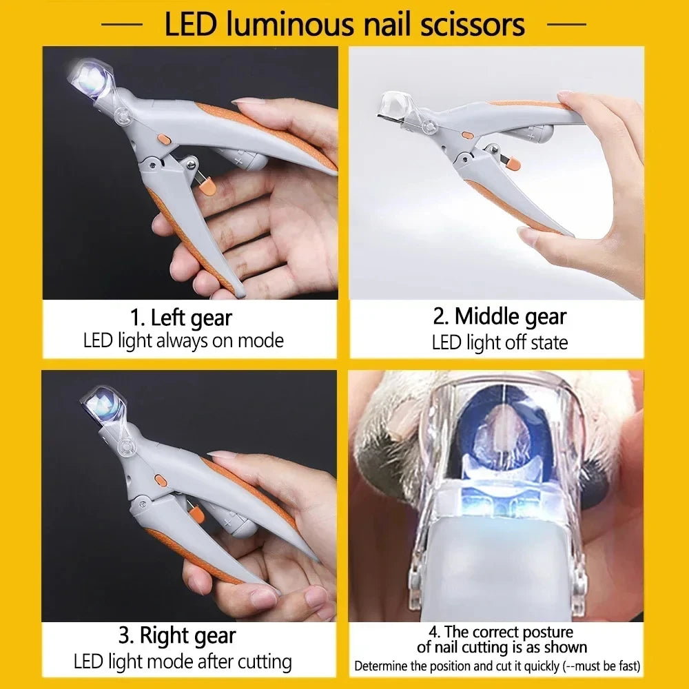 Professional Pet Nail Clipper with Integrated LED Light - Nail Scissors and Claw Cutter for Cats and Dogs