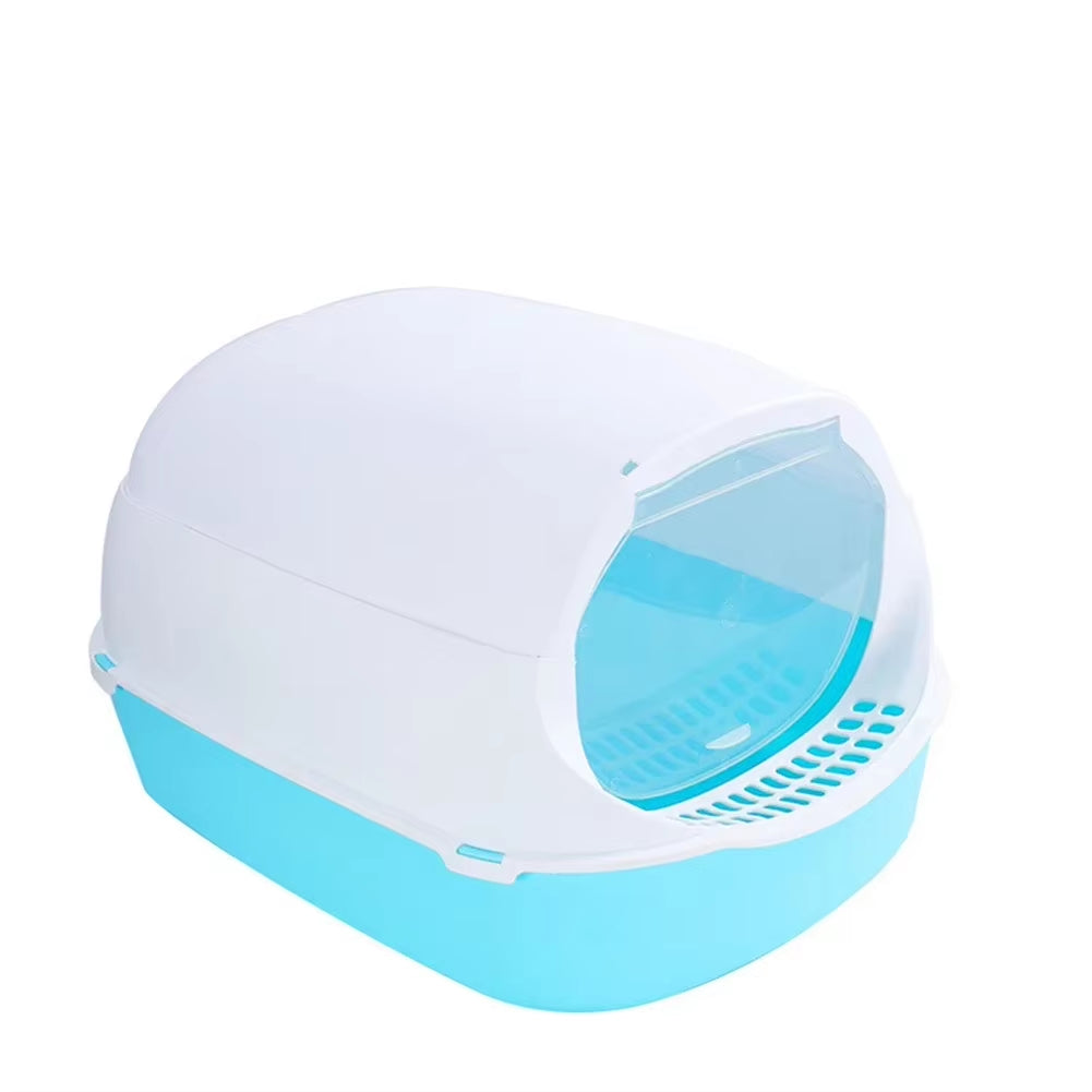 Semi-Enclosed Splashproof Cat Litter Box with Cleaning Basin - Kitty Toilet Supplies