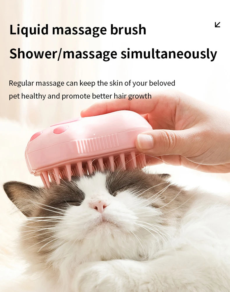 3-in-1 Electric Pet Grooming Brush with Steam and Spray Function for Dogs and Cats