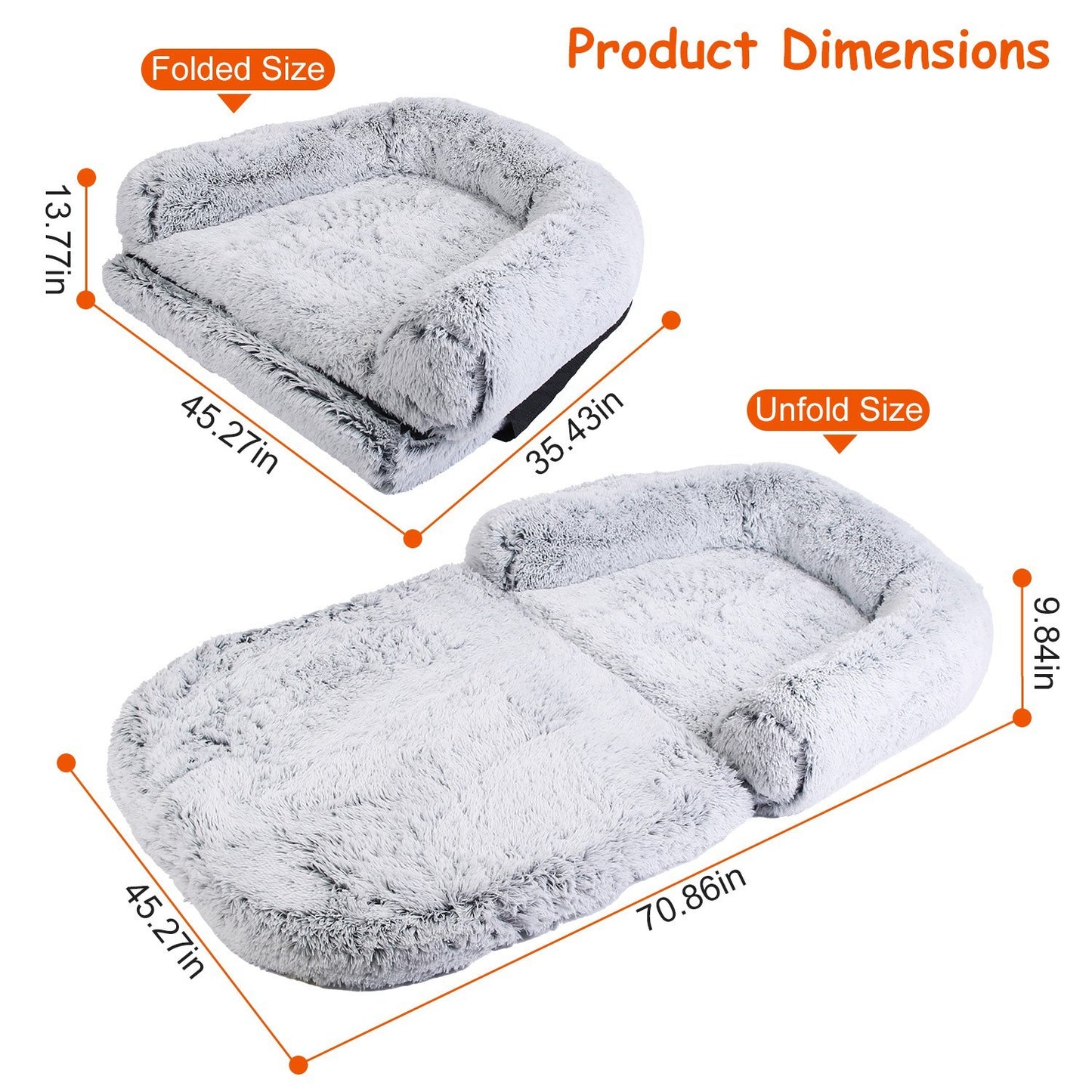 1Pc Large Foldable Human Size Dog Bed With Pillow Blanket