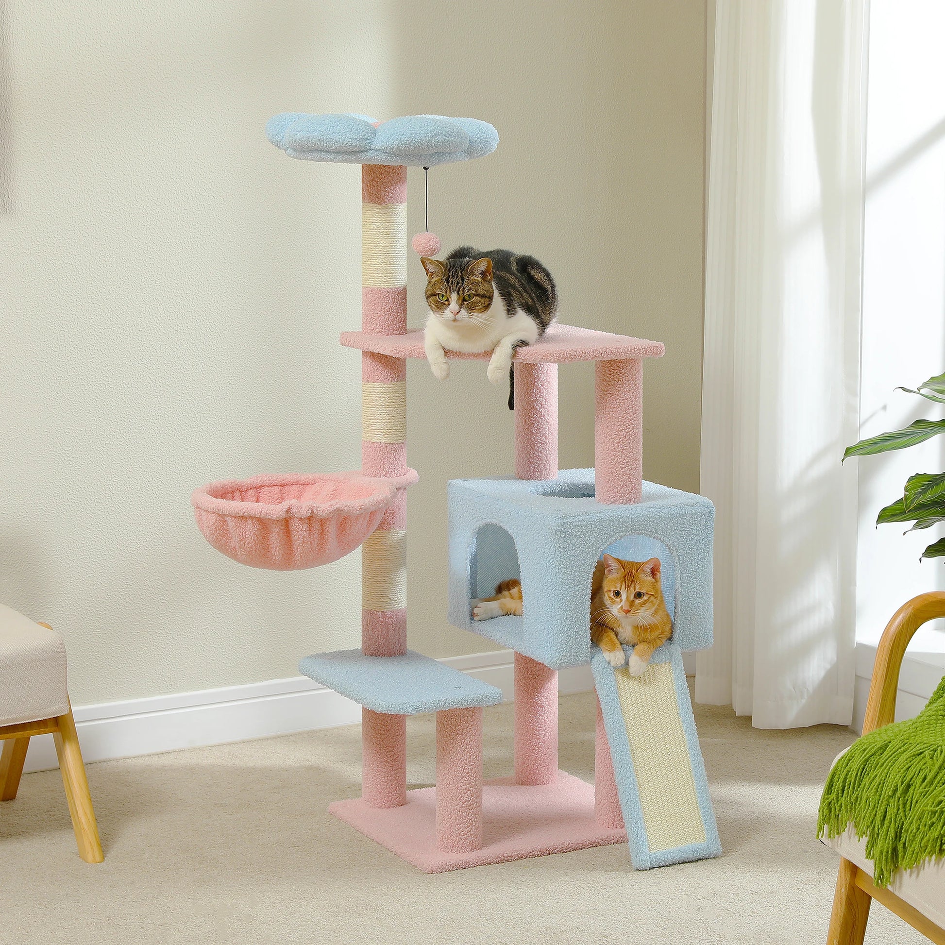 Multi-Tiered Cat Tree with Sisal-Wrapped Scratching Posts and Comfortable Condo for Small to Medium Indoor Cats