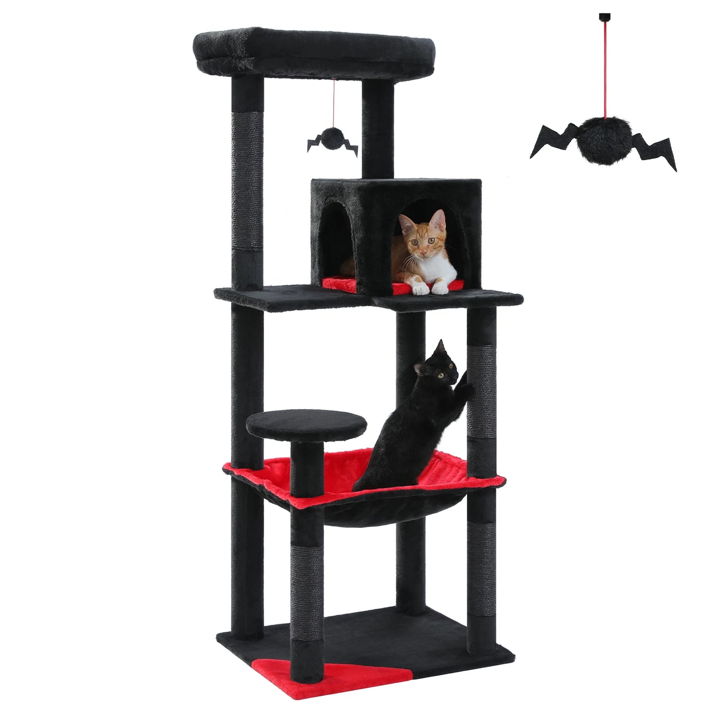 5-Level Indoor Cat Tree Tower for Large Cats with Spacious Hammock, Sisal Scratching Posts, Cozy Condo, and Elevated Perch