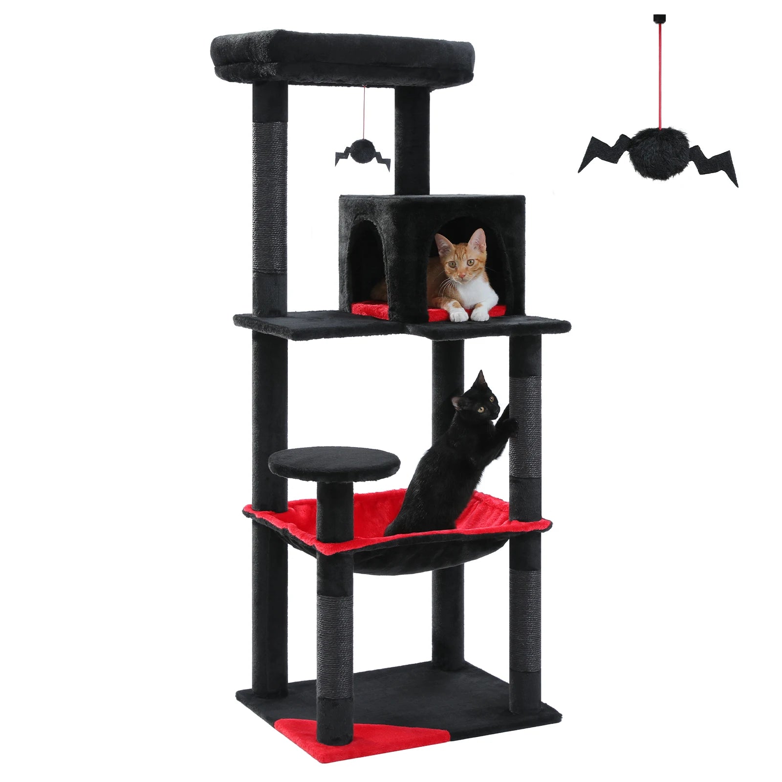5-Level Indoor Cat Tree Tower for Large Cats with Spacious Hammock, Sisal Scratching Posts, Cozy Condo, and Elevated Perch