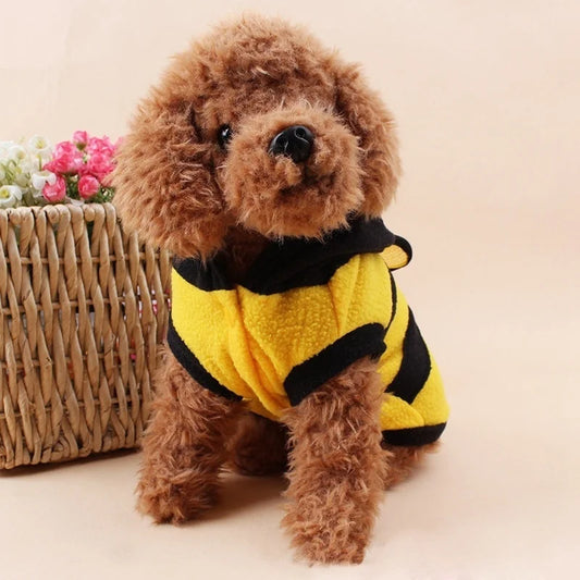 Bee Pet Fleece Hoodie for Dogs and Cats - Elegant Costume Wear for Halloween and Cosplay