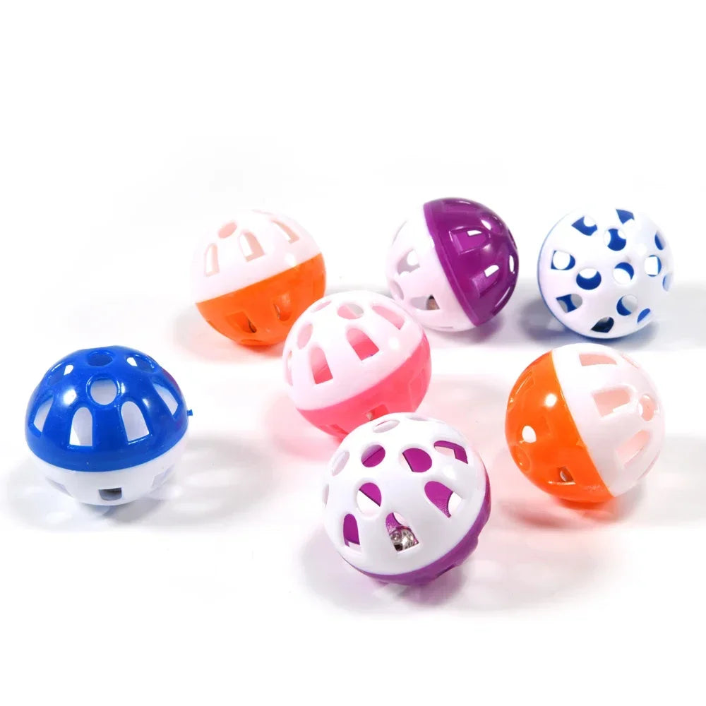 10-Piece Vibrantly Colored Hollow Rolling Bell Ball Toy Set for Parrots and Birds - Chewing and Play Essentials for Parakeets and Cockatiels