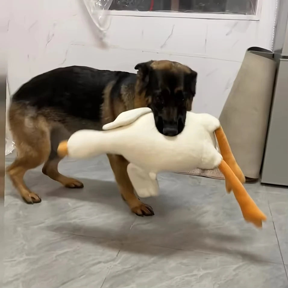 Large Plush White Duck Dog Toy - Realistic Goose Design for Chewing and Play, Perfect for Pets