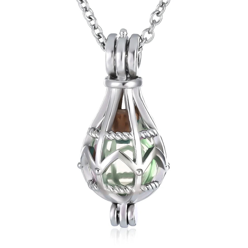 Hollow Teardrop Keepsake Urn Necklace for Ashes - Openwork Cremation Memorial Pendant