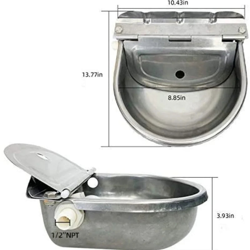 Automatic Floating Ball Cattle Drinking Bowl - 304 Stainless Steel Water Trough for Livestock Operations