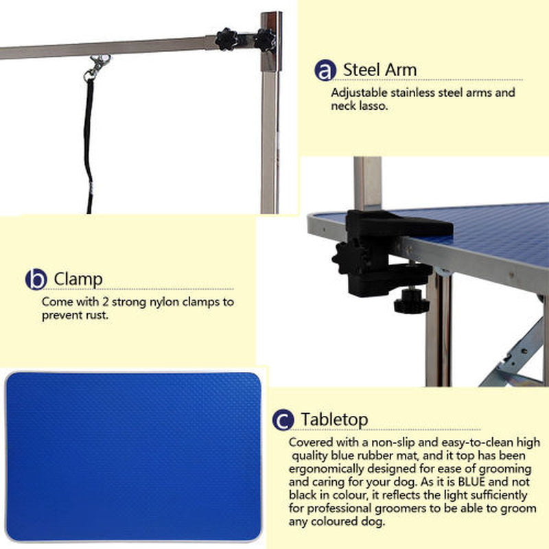 36-Inch Professional Heavy-Duty Stainless Steel Folding Grooming Table for Pets