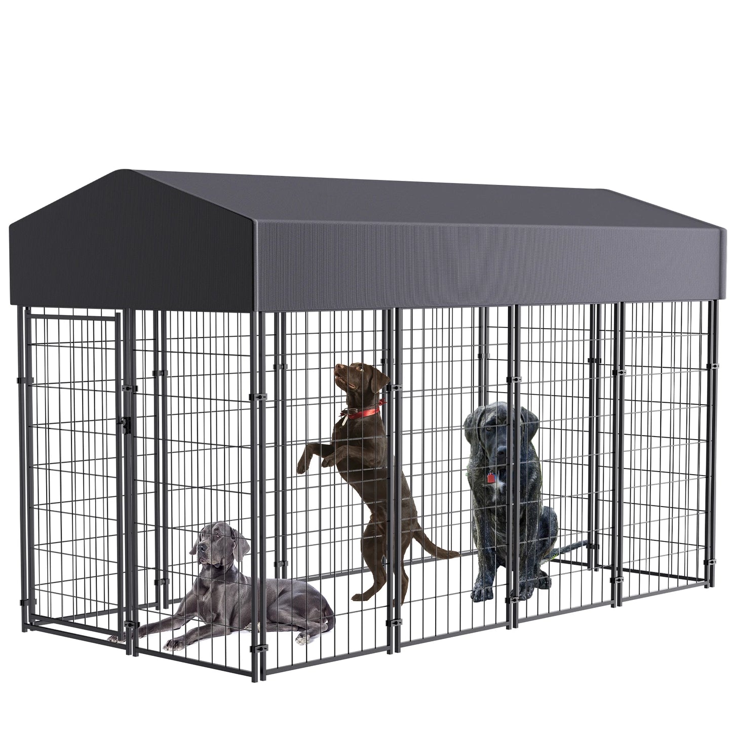 Premium Outdoor Dog Kennel with UV Protection and Waterproof Cover - Welded Wire Playpen for Large Breeds