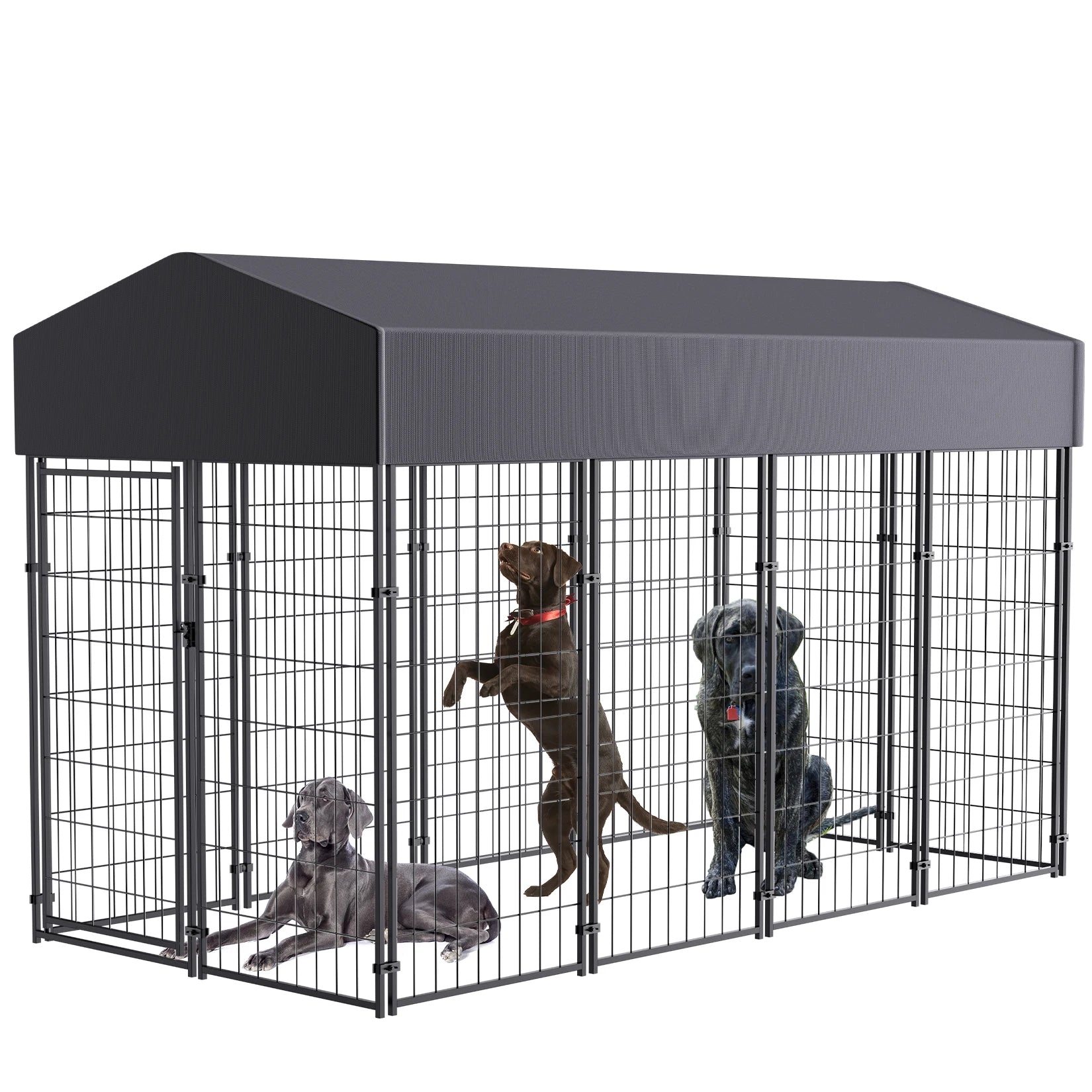Premium Outdoor Dog Kennel with UV Protection and Waterproof Cover - Welded Wire Playpen for Large Breeds