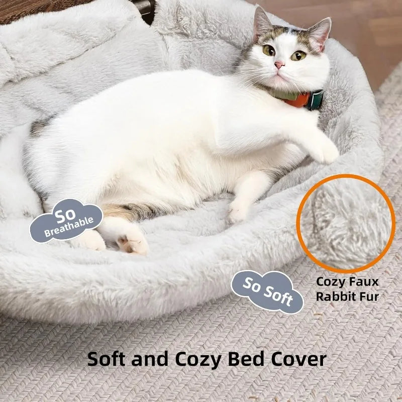 Large Cat Desk Bed - 19.5" x 15" Sunken Hammock with Dual Clamps and Steel Frame Support