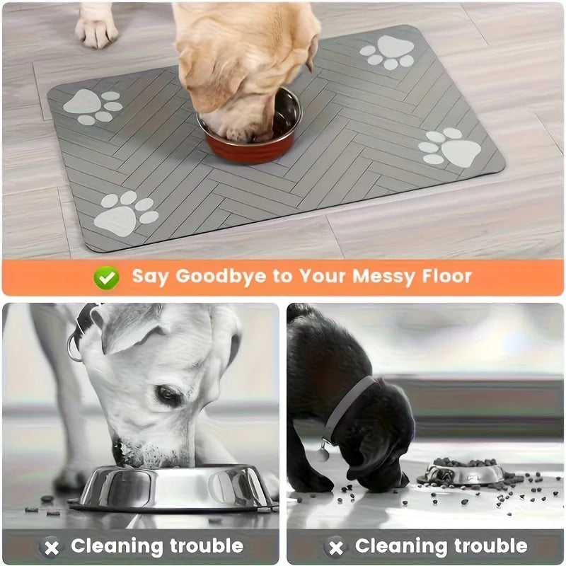 Waterproof Absorbent Pet Feeding Mat with Quick-Drying Technology and Non-Slip Rubber Base for Dogs and Cats