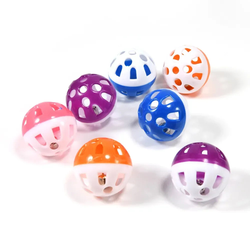 10-Piece Vibrantly Colored Hollow Rolling Bell Ball Toy Set for Parrots and Birds - Chewing and Play Essentials for Parakeets and Cockatiels