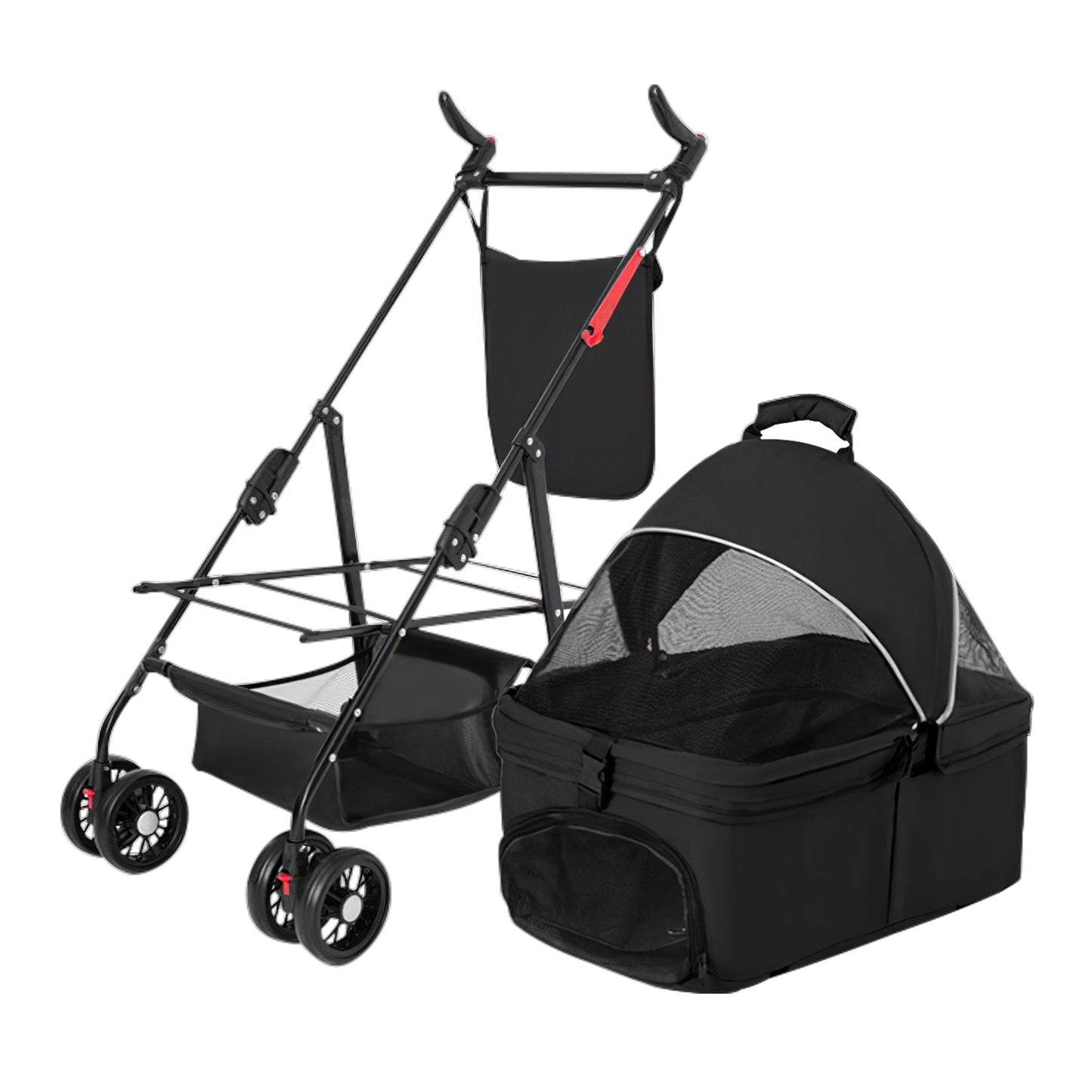 Pet Stroller Foldable Carrier Strolling Cart