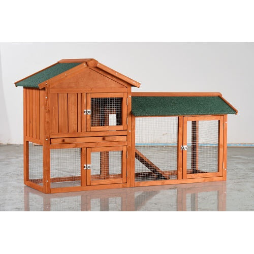 Large Wooden 2 Story Outdoor Rabbit Hutch With Asphalt Roof